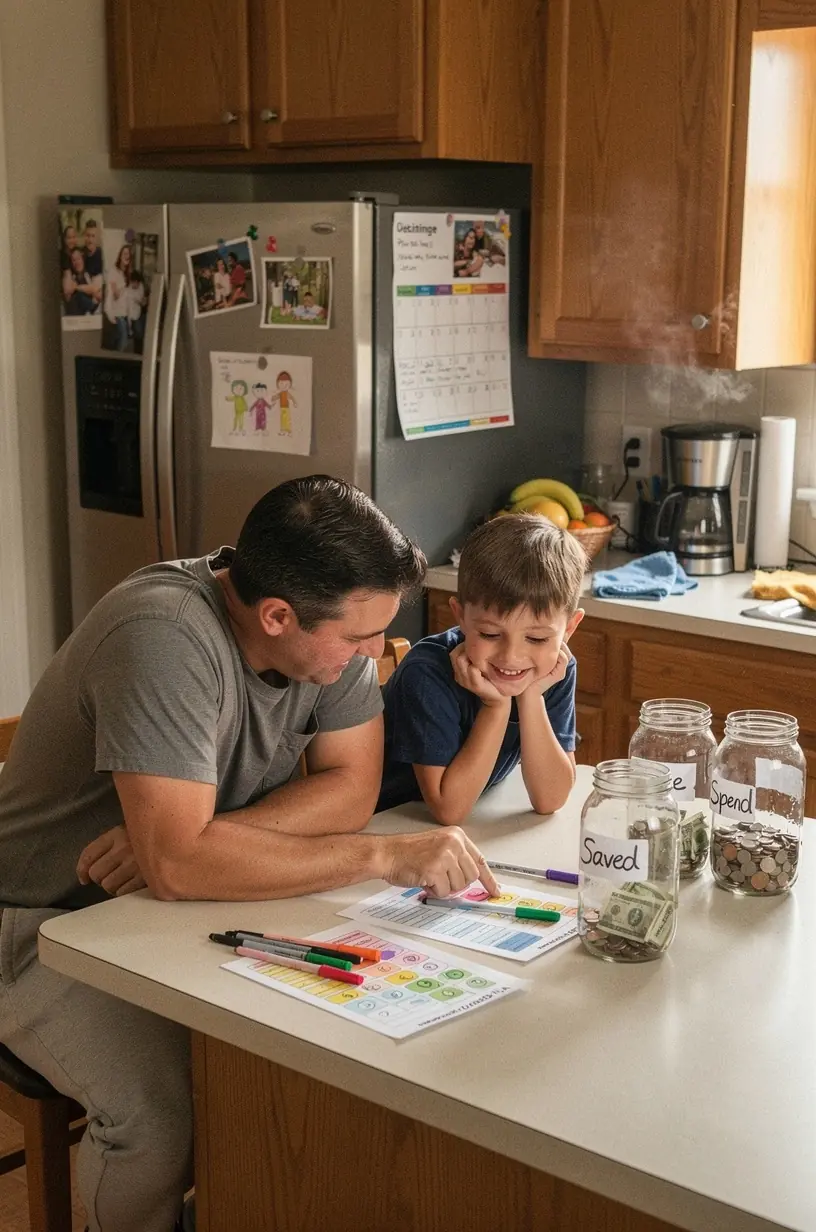 Zásobník knih o finanční gramotnosti s viditelnými názvy a barevnými obaly.