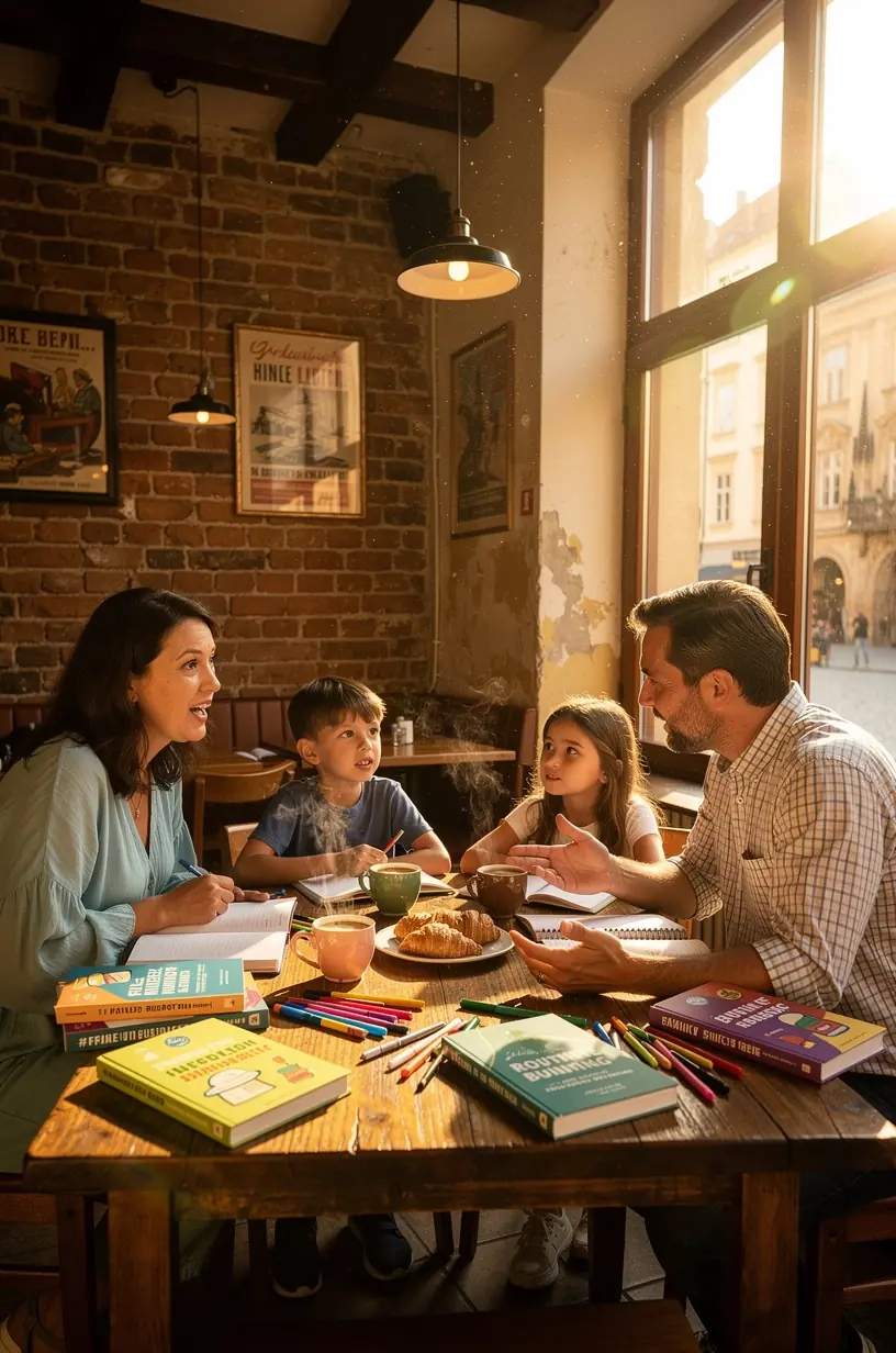 Kniha o osobních financích otevřená vedle poznámkového bloku a pera.